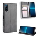 Auto-absorbed Retro PU Leather Wallet Cell Phone Cover for Sony Xperia L4 – Black