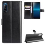 Crazy Horse Wallet Leather Cell Phone Case for Sony Xperia L4 – Black