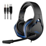 XIBERIA V22+ Gaming Headset 3.5mm + USB Over-ear Wired Earphones with Microphone and LED Light – Blue