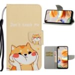 Pattern Printing Flip Leather Wallet Phone Cover for LG K61 – Yellow Cat
