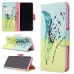 Pattern Printing Leather Wallet Shell for Huawei P40 Lite/ Nova 7i/Nova 6 SE – Feather