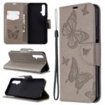Imprint Butterfly Leather Wallet Case for Huawei Honor 20s (Global Edition) – Grey