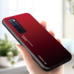 Gradient Color Tempered Glass + PC + TPU Mobile Cover for Huawei nova 7 Pro 5G – Red / Black