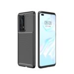 Shockproof Phone Case Carbon Fiber TPU Back Cover for Huawei P40 Pro+ – Black