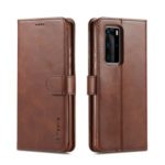 LC.IMEEKE Leather Wallet Stand Case for Huawei P40 Pro – Coffee