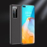 Slim Electroplating Edge PU Leather Skin PC + TPU Hybrid Phone Case for Huawei P40 Pro – Black