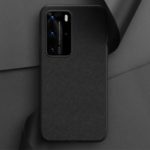 Simple Style Anti-fingerprint PU Leather Coated Soft TPU Phone Case for Huawei P40 Pro – Black