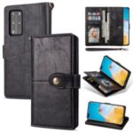 Retro Leather Shell with Stand Pocket for Huawei P40 Pro – Black