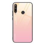 Gradient Color Tempered Glass + PC + TPU Phone Case Shell for Huawei P40 lite E/Y7p – Gold / Pink