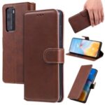 Leather Stand Phone Case Wallet Shell for Huawei P40 Pro – Brown
