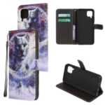 Pattern Printing Cross Texture Leather Wallet Cover with Strap for Huawei P40 Lite/Nova 7i/Nova 6 SE – Wolf