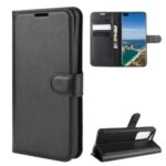 Litchi Skin Wallet Leather Stand Phone Case for Huawei P40 Pro+ – Black