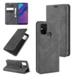 Silky Touch Leather Wallet Protection Case Phone Flip Cover for Honor Play 9A – Black