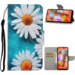 Pattern Printing Magnetic Leather Wallet Case with Strap for Huawei P40 lite E/Y7p – White Flowers