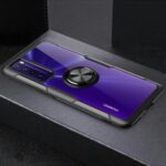 Finger Ring Kickstand TPU + Tempered Glass Hybrid Cover for Huawei nova 7 5G [Built-in Magnetic Metal Sheet] – Black