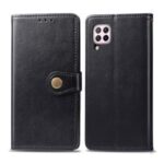 Round Buckle Wallet Leather Stand Case for Huawei P40 Lite 4G / Nova 7i / Nova 6 SE – Black