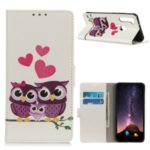 Protective Patterned Flip PU Leather Cover Wallet Stand Case for Motorola Moto G8 – Owls and Hearts