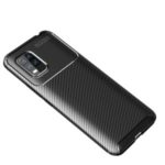 Drop Resistant Carbon Fiber Texture TPU Phone Casing for Xiaomi Mi 10 Lite 5G – Black
