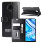 Crazy Horse Wallet Shell Leather Case for Xiaomi Redmi Note 9 Pro/Note 9S/Note 9 Pro Max – Black