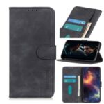KHAZNEH Retro Leather Wallet Cell Phone Case for Xiaomi Mi 10 Lite 5G/Mi 10 Youth 5G – Black