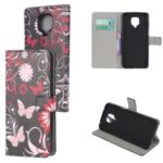 Phone Case Pattern Printing Wallet Flip Leather Cover for Xiaomi Redmi Note 9 Pro – Butterfly and Flower