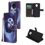Pattern Printing Cross Texture Leather Wallet Phone Shell with Strap for Xiaomi Redmi Note 9 Pro – Panda