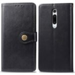 Round Buckle Wallet Leather Stand Case for Xiaomi Redmi K20/Redmi K20 Pro/Mi 9T/Mi 9T Pro – Black