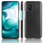 Litchi Grain PU Leather Coated Plastic Case Accessory for Xiaomi Mi 10 Lite 5G/Mi 10 Youth 5G – Black
