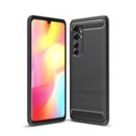 Shockproof Carbon Fiber Skin Brushed TPU Back Shell for Xiaomi Mi Note 10 Lite – Black
