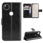 Crazy Horse Skin PU Leather Wallet Mobile Phone Shell for Google Pixel 4a – Black