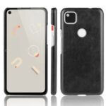 Litchi Skin Leather Coated Hard PC Phone Case for Google Pixel 4a – Black