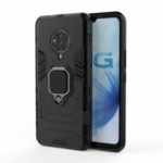 Cool Guard Ring Holder Kickstand PC TPU Hybrid Case for vivo S6 – Black