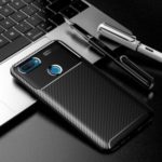 Anti-drop TPU Case Carbon Fiber Protective Phone Cover for Oppo A12 – Black
