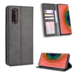 Vintage Style Leather Wallet Stand Cover Case for Oppo Find X2 – Black