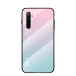 Gradient Color Tempered Glass + PC + TPU Hybrid Case for Realme 6 – Pink / Cyan