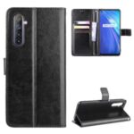 Crazy Horse Skin Wallet Leather Stand Case for Realme 6 – Black