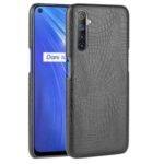 Crocodile Skin PU Leather Coated PC Cover for Realme 6 – Black