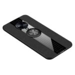 Splicing Cloth Texture Invisible Finger Ring Kickstand TPU + Acrylic + Metal Hybrid Case [Built-in Magnetic Metal Sheet] for vivo S6 – Black