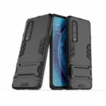 2-in-1 Plastic + TPU Hybrid Shell with Kickstand for Oppo Find X2 Pro – Black