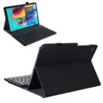 2-in-1 Bluetooth Keyboard with Stand Leather Protective Shell for Samsung Galaxy Tab S6 Lite – Black