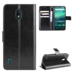 Crazy Horse Wallet Leather Case with Strap for Nokia 1.3 – Black