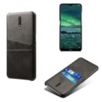 KSQ Double Card Slots PU Leather Coated Plastic Hard Shell for Nokia 2.3 – Black
