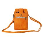 Universal Leather Hanging Bag Phone Pouch Shoulder Bag Side Bag for iPhone Apple Samsung Etc. Smartphones – Brown