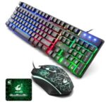 T5 Color Backlight LED Professional Russian Gaming Keyboard + USB Wired Mouse Set
