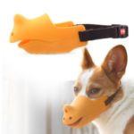 Rhinoceros Mouth Shape Dog Muzzle Adjustable Silicone Dog Puppy Pet Muzzle – Yellow/Size: S