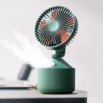 USB Double Spray Fan Rechargeable Humidifier Fan Desktop Humidifier Fan – Green