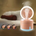USB Rechargeable Humidifier Fan Colorful Night Light Multi-function Cooling Fan – Pink