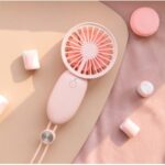 LLD-22 Handheld USB Rechargeable Mini Fan with Wrist Strap – Pink
