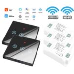 SMATRUL WHC-D04 WiFi 433MHZ 2×3-Gang Touch Switches + 3 Controllers – Black