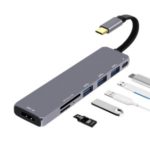 V128 Type-C to HDMI + USB3.0x3 + USB3.1(PD) + SD + Micro SD Converter Adapter
